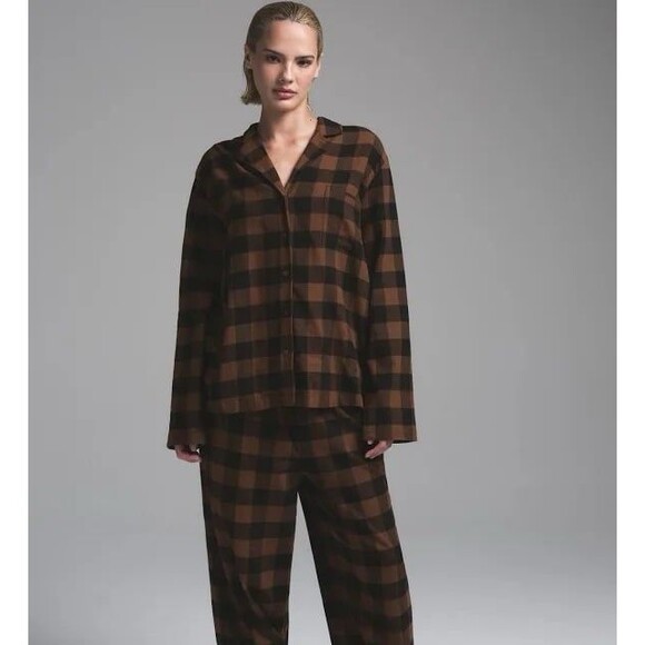 Skims Flannel Sleep Top Jasper Buffalo Check Size Large - Picture 1 of 11